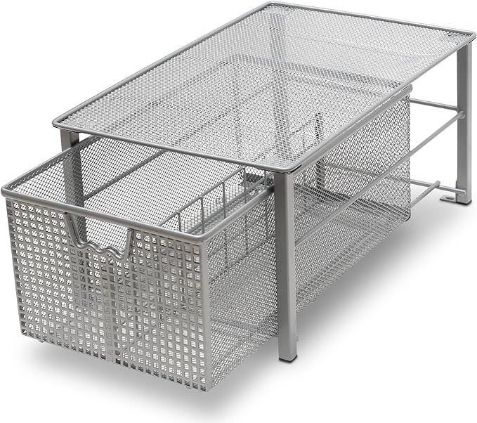 DecoBros Mesh Cabinet Basket Organizer, Silver (Large - 10 x 15.8 x 7.5) | Amazon (US)