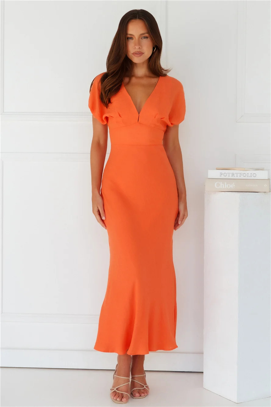 Gilded Maxi Dress Orange | Hello Molly (AU)