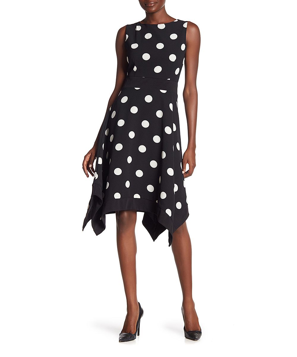 Black & White Polka Dot Handkerchief Dress - Women | zulily