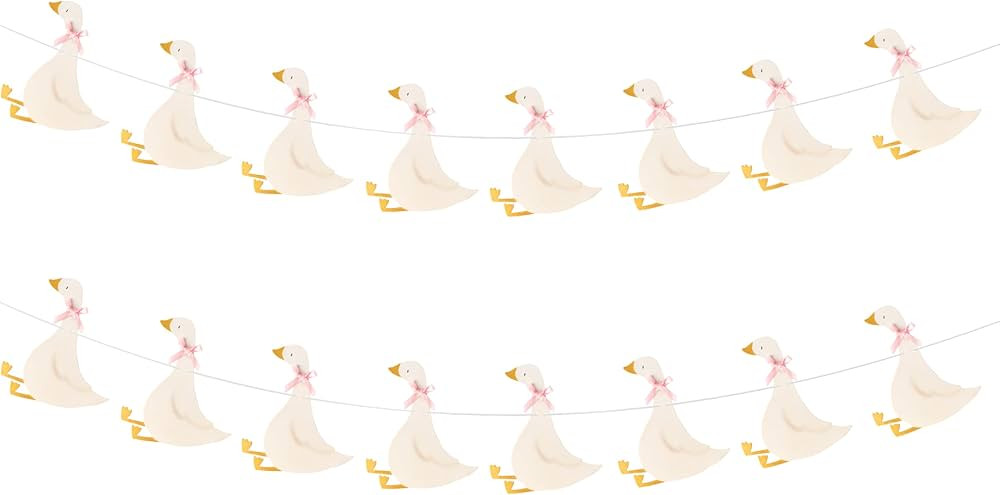 Haooryx Cute Goose Pink Banner Garland - 2Pcs Cartoon Baby Goose with Pink Bow Tie Hanging Banner... | Amazon (US)