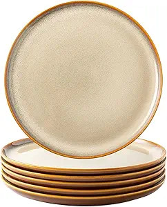 Ceramic Dinner Plates Set of 6, 10.5 Inch Reactive Glaze Porcelain Plates, Modern Shape Dinnerwar... | Amazon (US)