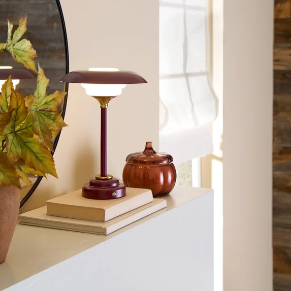 Better Homes & Gardens 12" Portable Red Ripple Lamp, dimmable with touch switch and USB-C | Walmart (US)