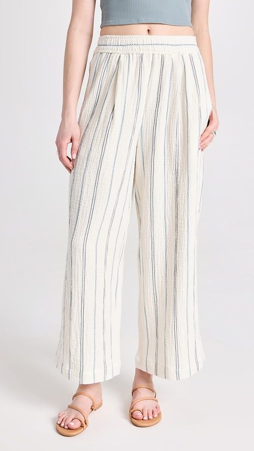 The Untailored Wide-Leg Crop Pant in Striped Lightspun | Shopbop