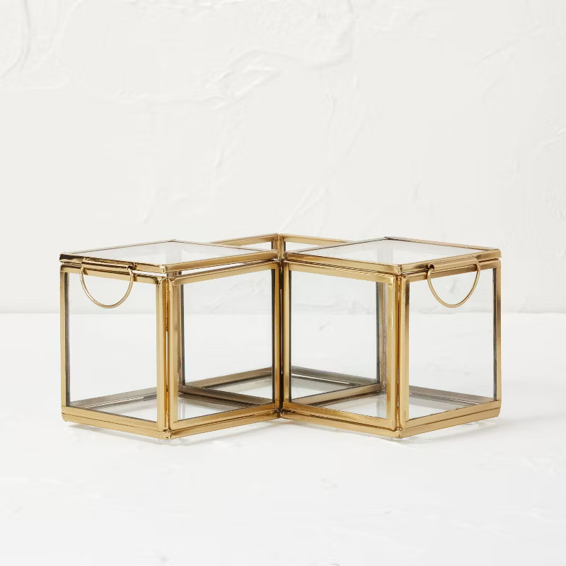 Metal Glass Decorative Box Gold - Opalhouse™ designed with Jungalow™ | Target