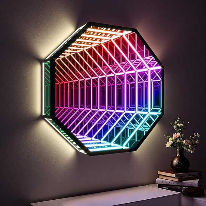 ZJHY LED Infinity Mirror Light 3D Multicolor Tunnel Lamp Mirror Tunnel Light with APP & Remote Co... | Amazon (US)