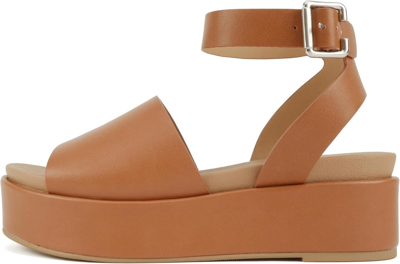 Soda \u201cMagic\u201d ~ Women Round Toe Single Band Platform Sandal with Adjustable Ankle Strap | Amazon (US)