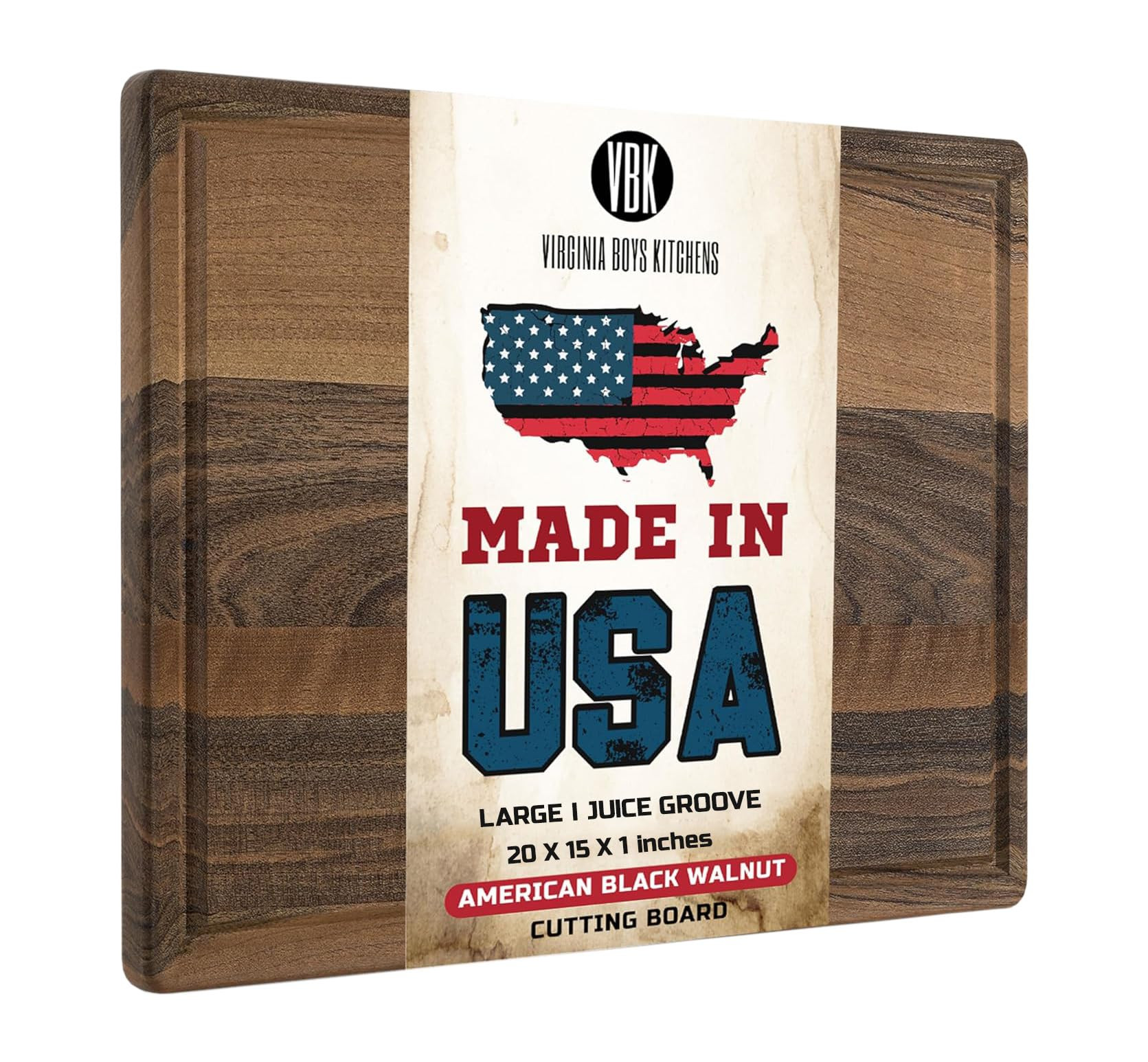 Made in USA Walnut Cutting Board by Virginia Boys Kitchens - Butcher Block made from Sustainable ... | Amazon (US)