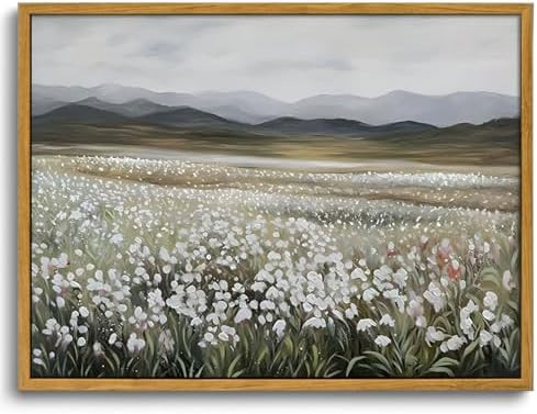 OIQArtOIQ Framed Vintage Landscape Wall Art Wildflowers Natural Scenery Oil Painting Canvas Print... | Amazon (US)