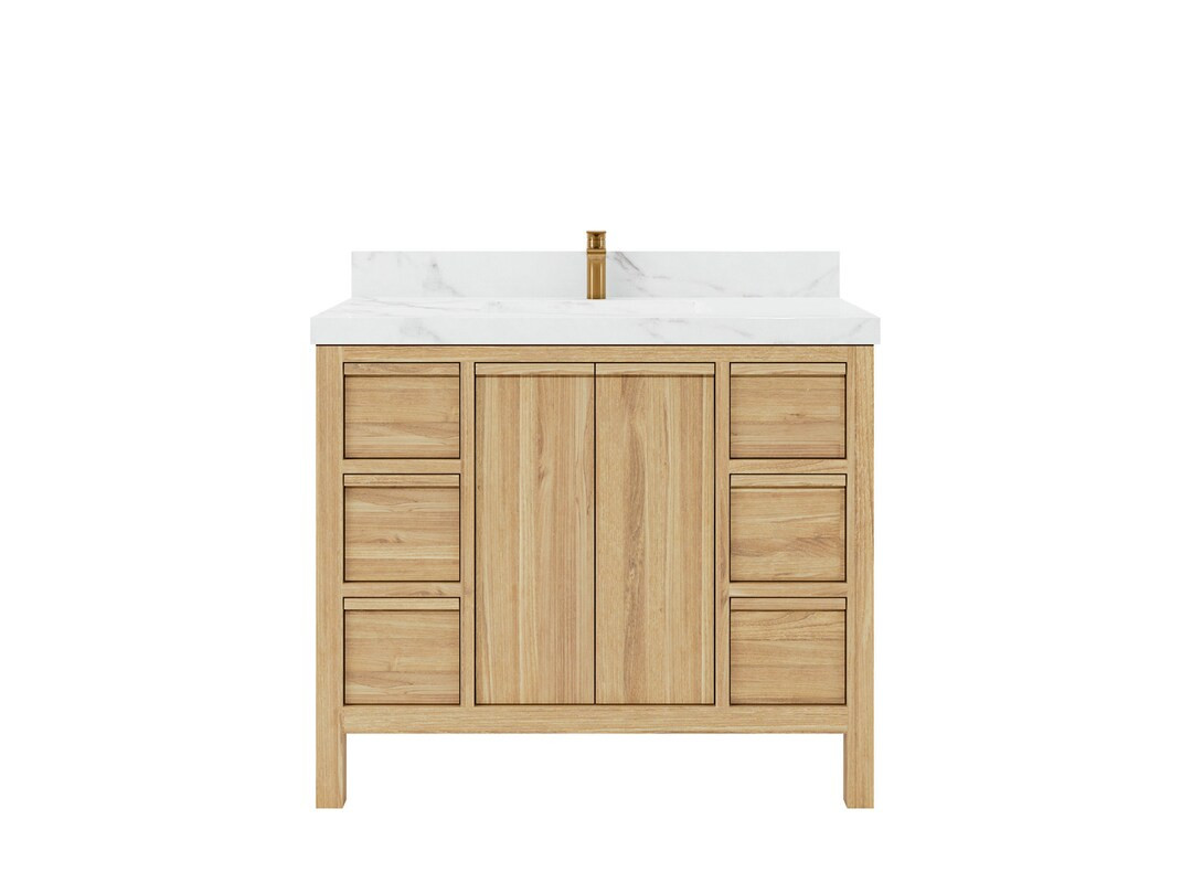 Elizabeth 42 In. W X 22 In. D Single Sink Fluted Design Bathroom Vanity Made From Teak Wood in Li... | Etsy (US)