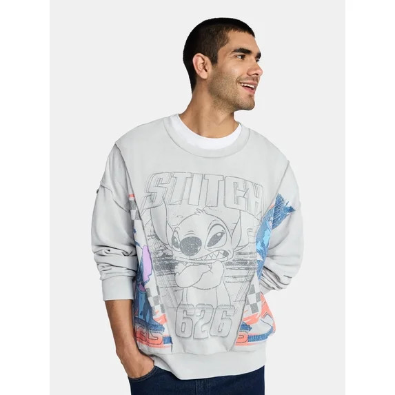 Lilo and Stitch Men's Crewneck Sweatshirt with Long Sleeves, Sizes XS-3XL | Walmart (US)