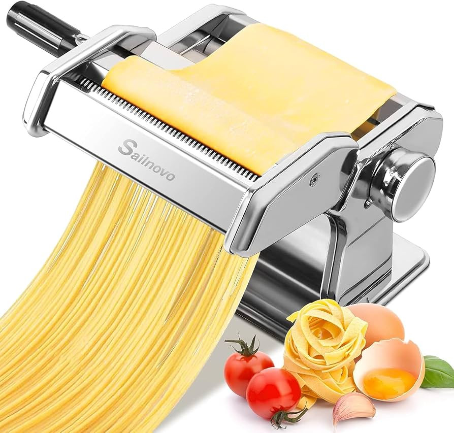 Sailnovo Pasta Maker Machine, 180 Roller Pasta Maker, 9 Adjustable Thickness Settings 2-in-1 Nood... | Amazon (US)