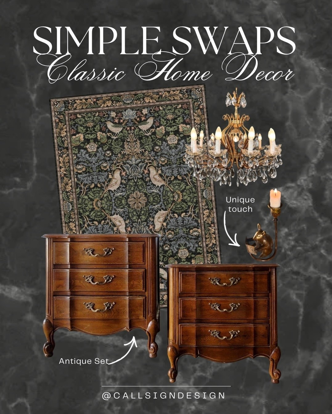 Transform your space with these classic decor pieces that never go out of style. Thoughtfully chosen details add warmth, character, and a sense of timeless elegance to any room. ✨ 

#ClassicDecor #TimelessStyle #InteriorInspo #HomeDecor #DesignDetails #CollectedHome #callsigndesign