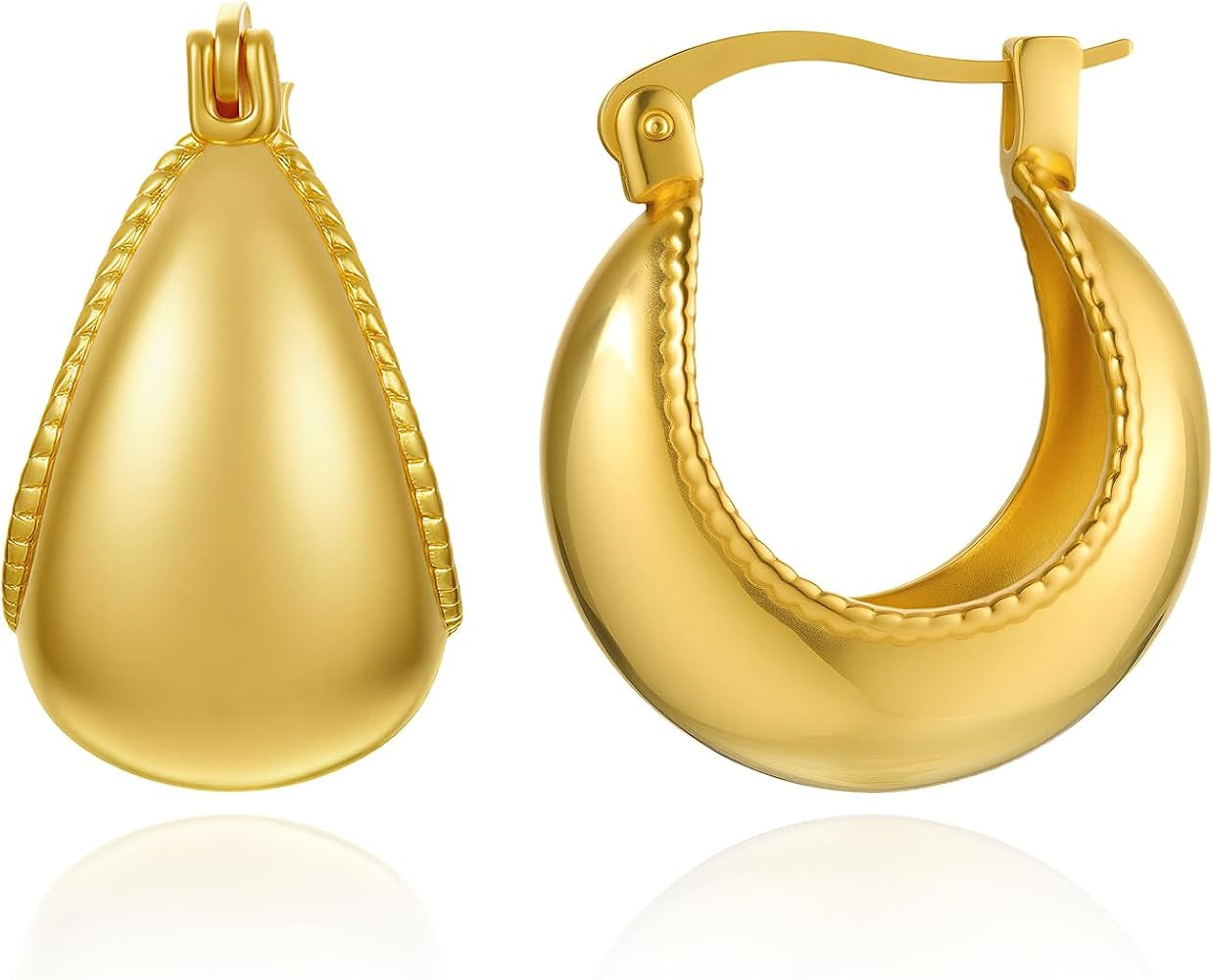 Cicy Bell 18K Gold Plated Chunky Hoop Earrings for Women | Amazon (US)