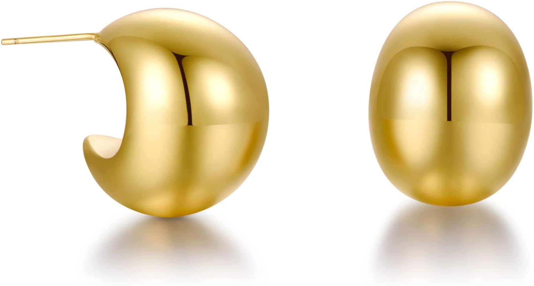 YESLADY Chunky Hoop Earrings Lightweight Ball Open Thick Tube Hoops Statement Jewelry for Women | Amazon (US)