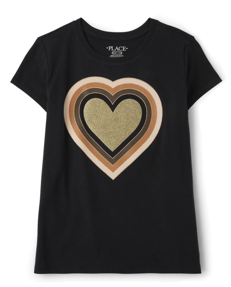Girls Heart Graphic Tee - black 2 | The Children's Place