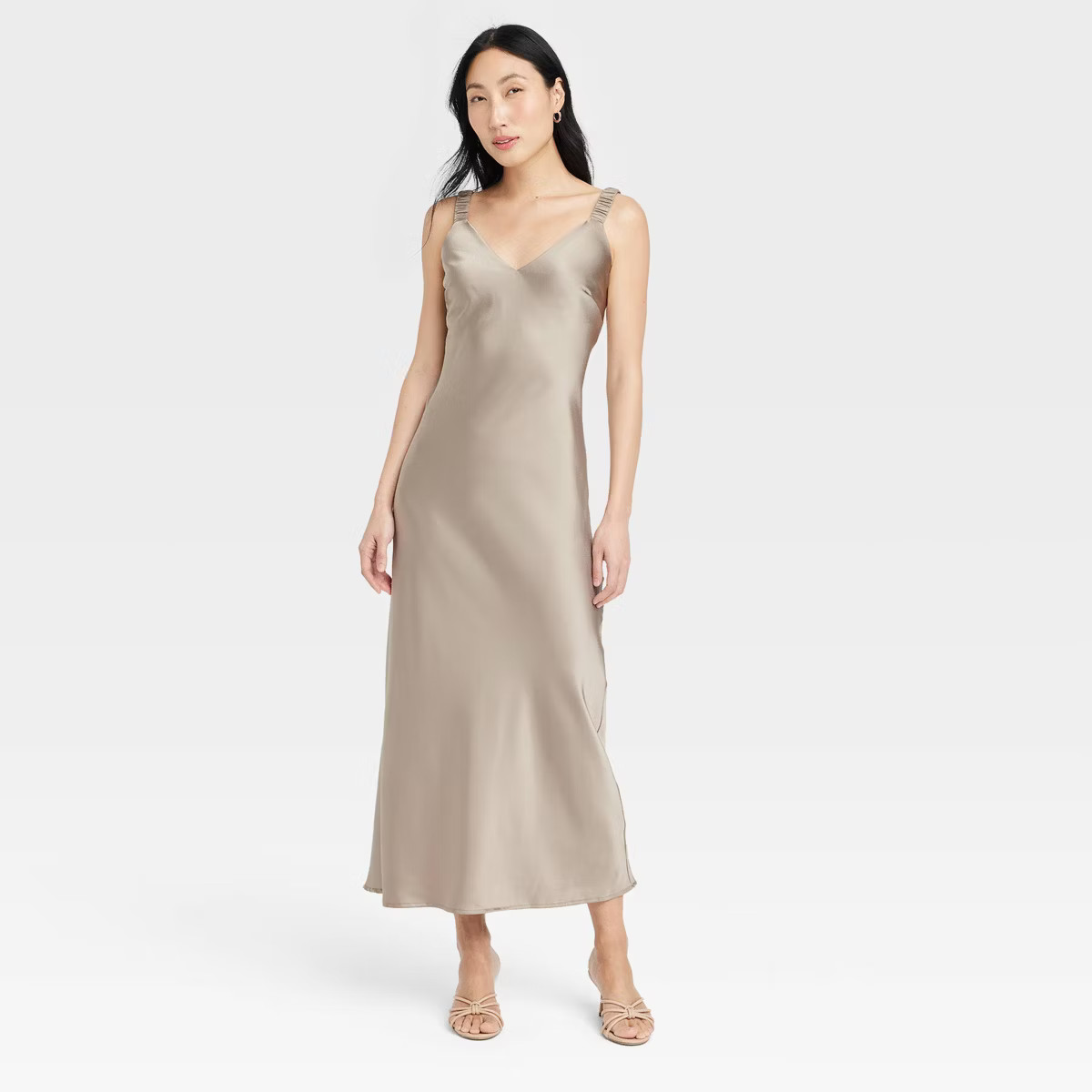 Women's Midi Perfect Slip Dress - A New Day™ Khaki M | Target