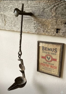 Antique 19thC wrought iron double cruisie or a "betty lamp" | eBay | eBay US
