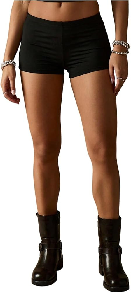 Women's Low Rise Booty Shorts Elastic Waist Skinny Y2K Mini Shorts Hot Pants Streetwear | Amazon (US)