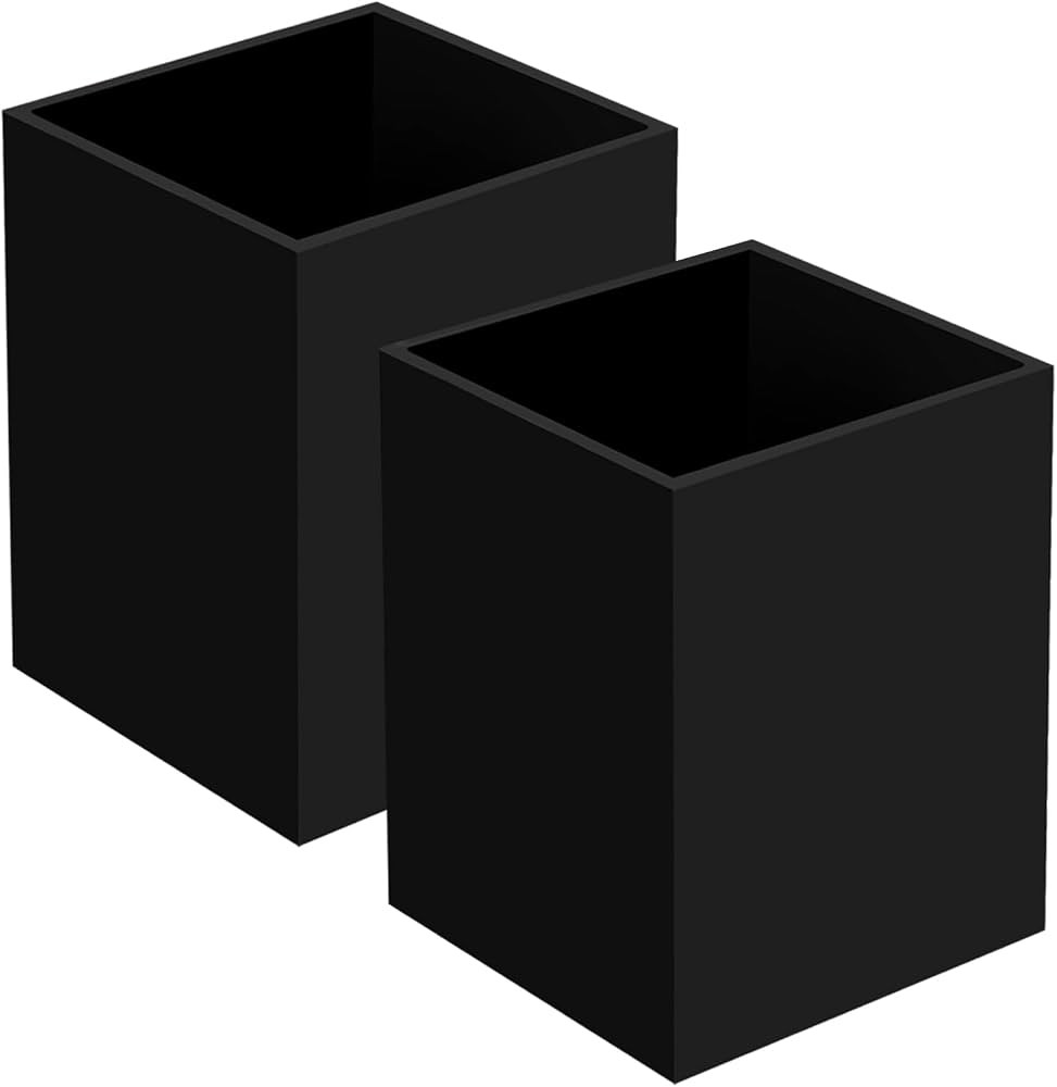 2 Pack Acrylic Pen Pencil Holder, Black Makeup Brush Holder Cup Storage Office Desktop Desk Table... | Amazon (US)