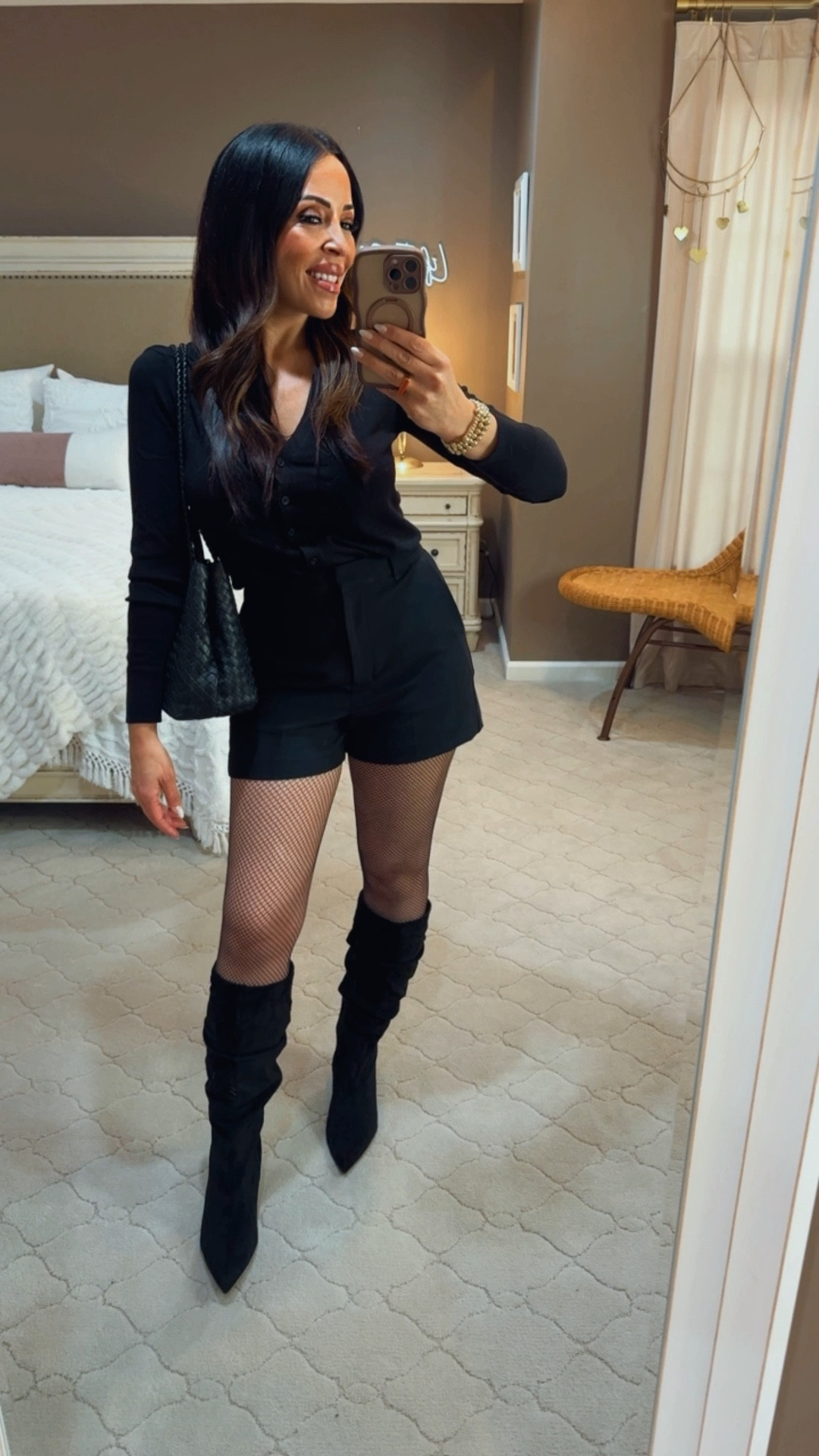 🖤🛍️
Happy Black Friday! 🖤
I have the perfect all-black outfit for you that’s giving major 90s vibes—and it's all back in style! I'm pairing these sleek shorts with fishnet tights and knee-high boots for a fun, elevated look that’s perfect for date night, New Year’s Eve, or even your birthday!
Want to rock this look? Everything is linked in my bio/stories!
✨ Outfit Details:
 * Shorts: Express
 * Cardigan (Top): Walmart (currently on clearance!)
 * Tights & Boots: Walmart
 * Woven Bag: Quince
👉 ETA to Purchase: Links are live and the Walmart cardigan is on clearance, so grab it ASAP!
#BlackFridayFashion #BlackOutfit #90sFashionIsBack #ShortsWithTights #FishnetTights #KneeHighBoots #WalmartFashion #ExpressStyle #Quince #OutfitInspo #HolidayOutfit #DateNightLook #Over40Style #FashionReel #StyleOver50 #BlackFridayDeals


#LTKootd #LTKOver40 #LTKCyberWeek
