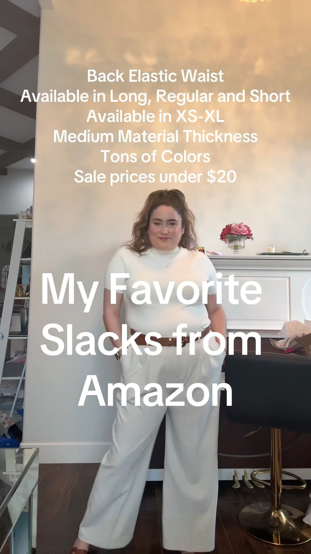 Sharing my top 3 slacks from @Amazon 🤍 When I was pregnant and postpartum and elastic waist was my saving grace!! Most of these styles come in extended sizing for my fellow Midsize and Plus Size girlies🥰 Which pair are your favorite? #workwear #midsizefashion #plussizefashion #teacherootd #teachersoftiktok 

#LTKMidsize #LTKStyleTip #LTKWorkwear