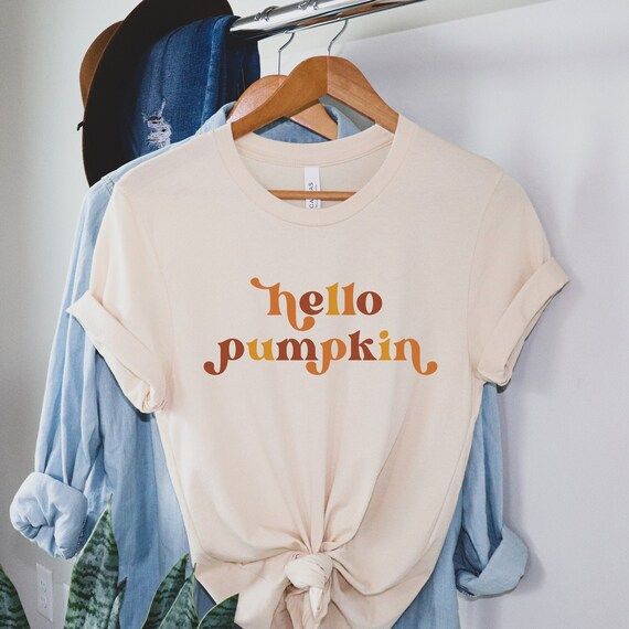 Hello Pumpkin Shirt, Pumpkin Patch Shirt, Womens Fall Shirts, Matching Shirts, Retro Fall Graphic... | Etsy (US)