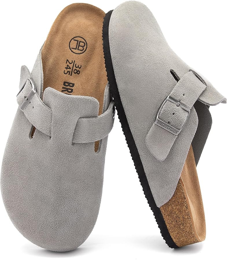 Women's Suede Clogs Men's Slip-On Mules Non-Slip Potato Shoes Arch Support Sandals with Adjustabl... | Amazon (US)