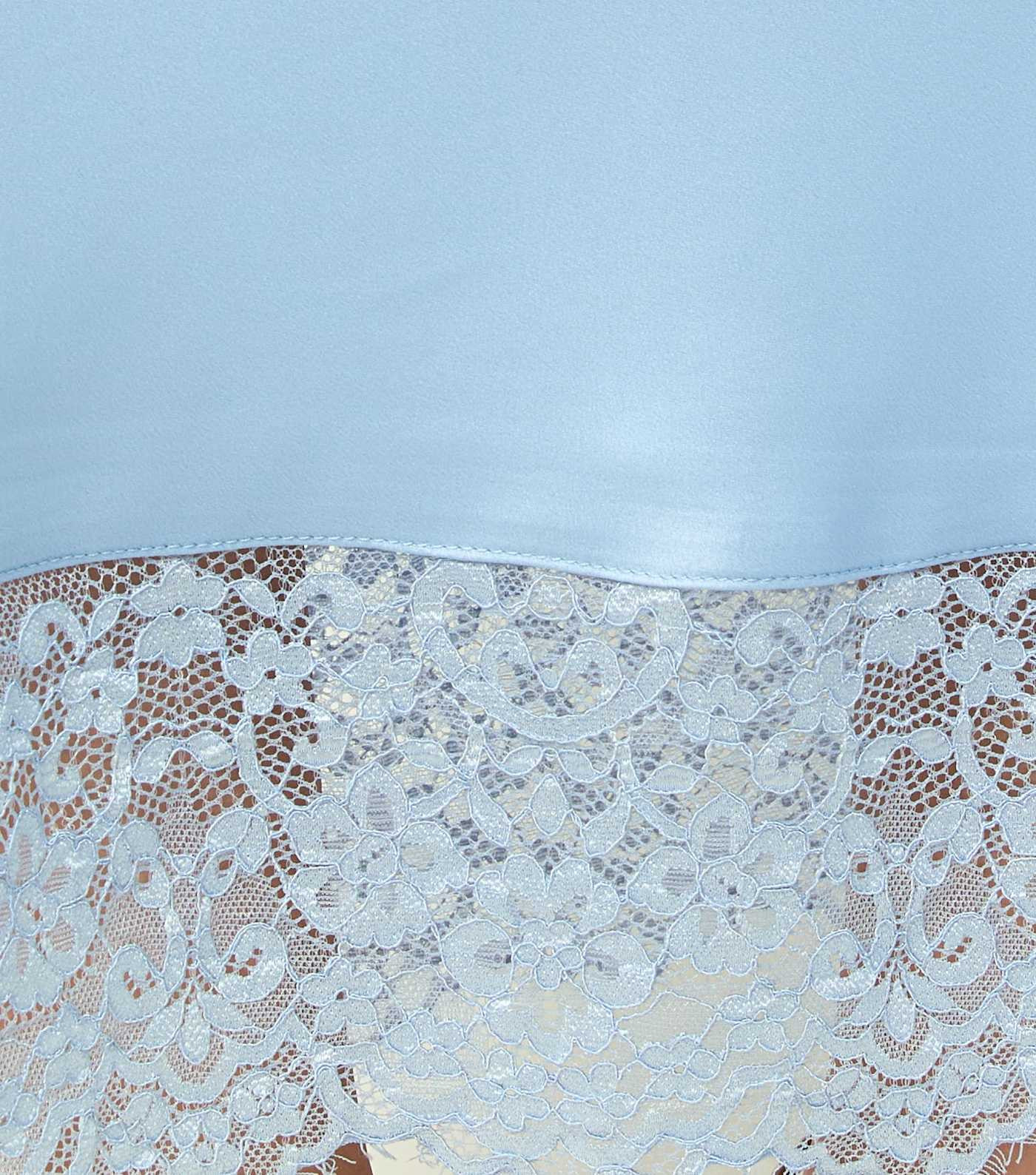 Light Blue Satin Lace Trim Halteneck Midi Dress | New Look | New Look (UK)