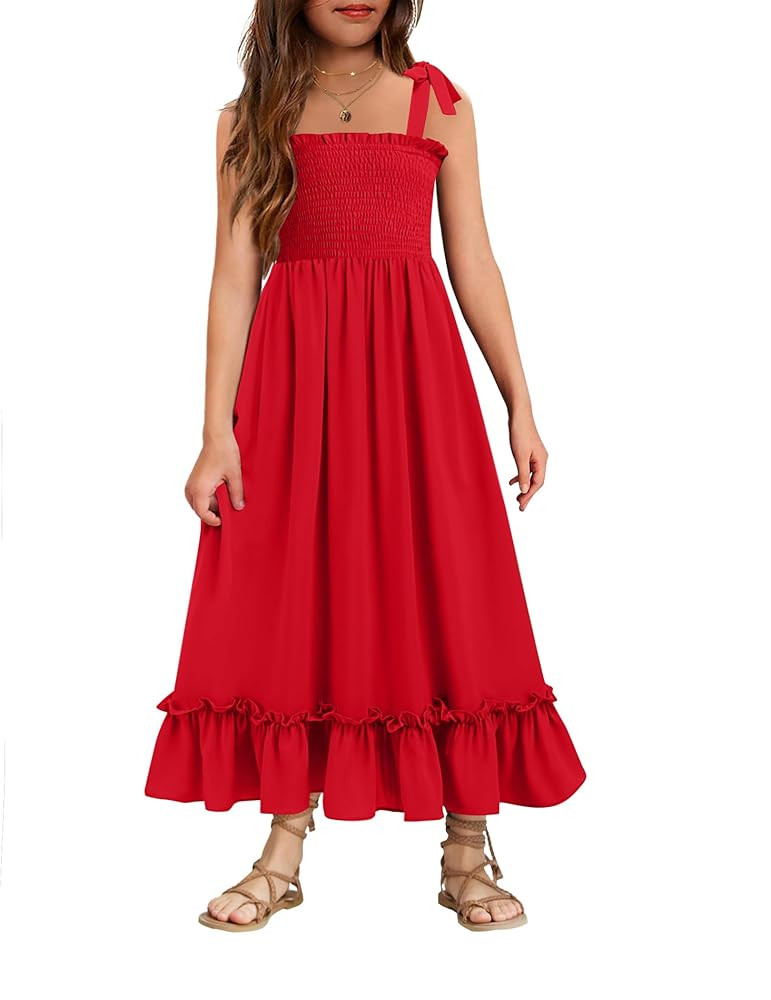 Arshiner Girls Summer Dress Boho Beach Casual Smocked Maxi Dresses 6-13 Years | Amazon (US)
