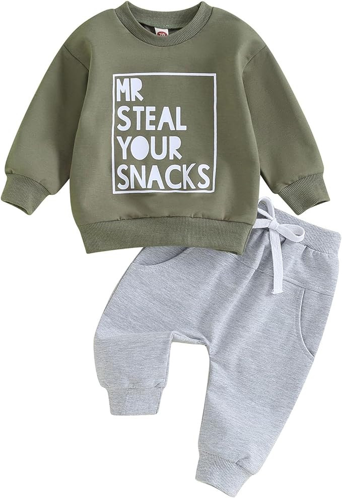 Toddler Baby Boy Summer Clothes Short Sleeve Letter Print Stripe T-Shirt with Elastic Waist Short... | Amazon (US)