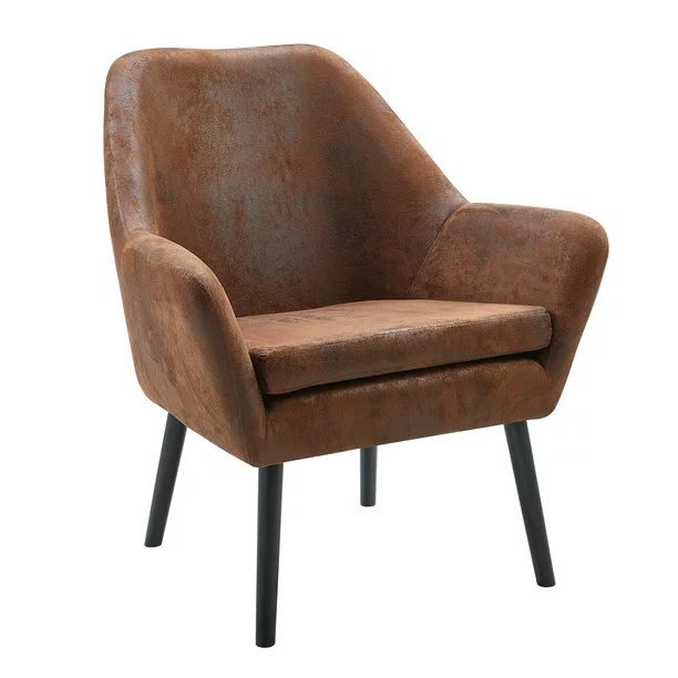 Versanora Divano Accent Chair with Aged Fabric and Solid Wood Legs, Brown | Walmart (US)