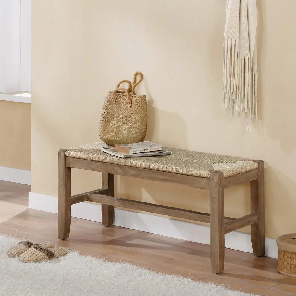 Alaterre Furniture Newport 40" Wood Bench with Rush Seat | Walmart (US)