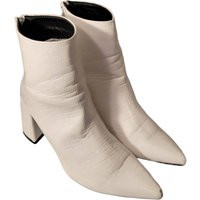 Vintage Y2K White Croc Embossed Ankle Boots/Pointy Toe Booties | Etsy (US)