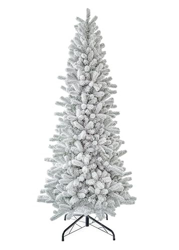 KING OF CHRISTMAS 8' King Flock Slim Artificial Christmas Tree Unlit | Amazon (US)