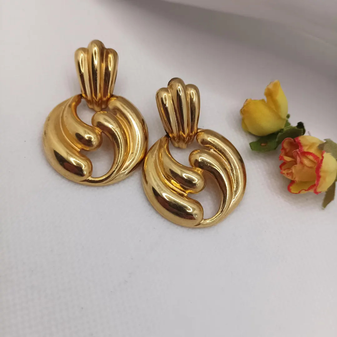 Vintage 1970's Gold Tone Door Knob Pierced Earrings Women Costume Jewelry Gift for Her Unsigned -... | Etsy (US)