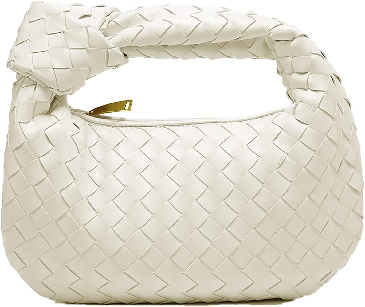 Women Soft PU Leather Woven Handbag Summer Handmade Hobo Shoulder Bag Woven Clutch Bag Knotted Ca... | Amazon (US)