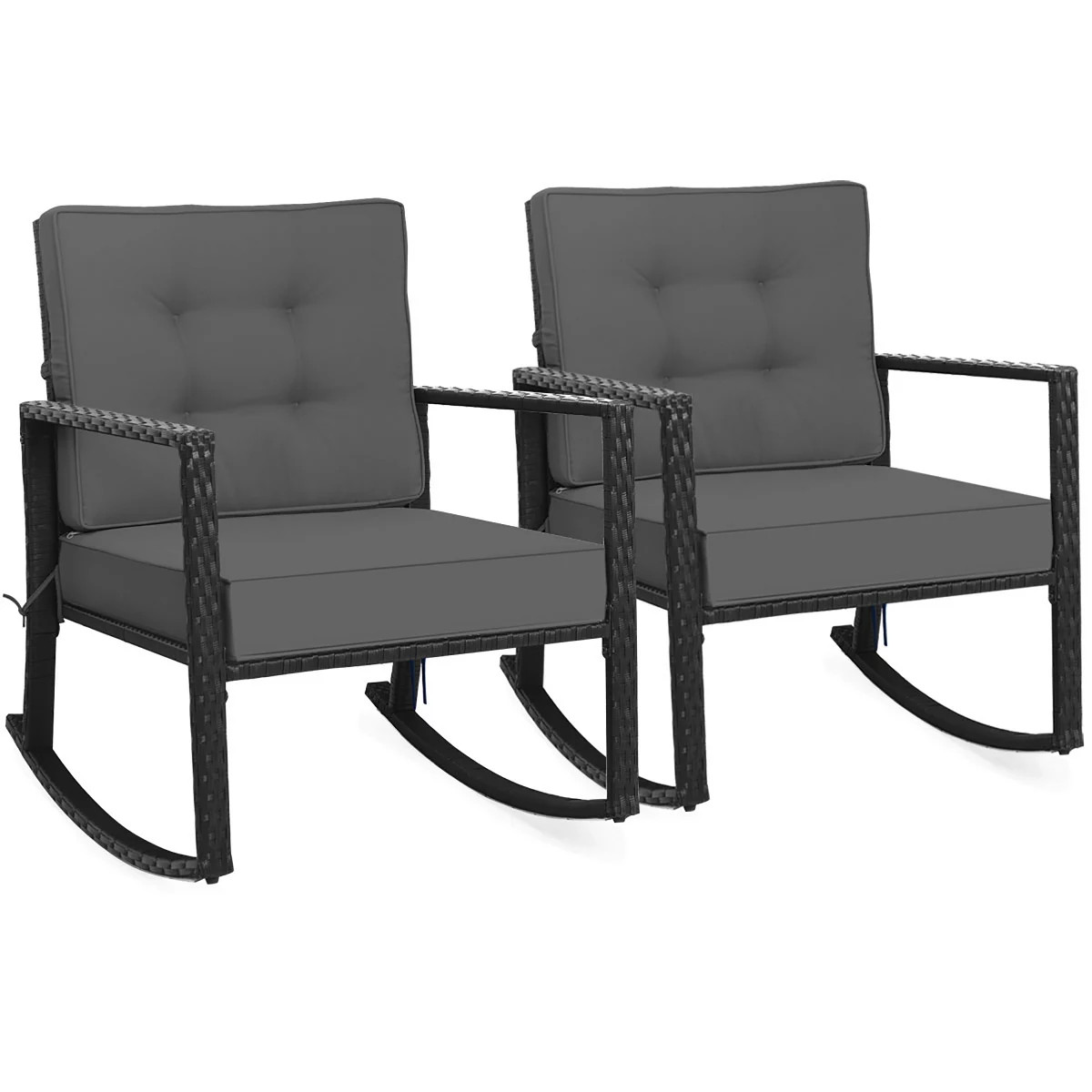 Costway 2PCS Patio Rattan Rocker Chair Outdoor Glider Rocking Chair Cushion Turquoise\Red | Target