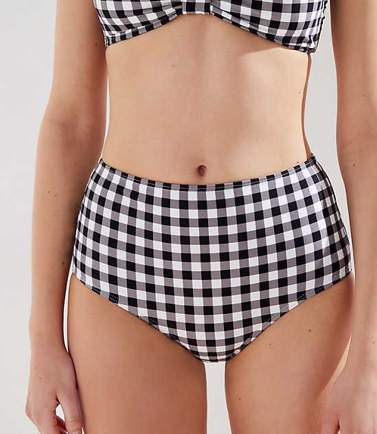 LOFT Beach Gingham High Waist Bikini Bottom | LOFT