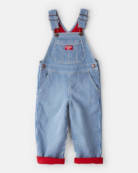 Toddler Hickory Stripe Knit-Like Denim Overalls - Blue/Ivory | Carter's Inc