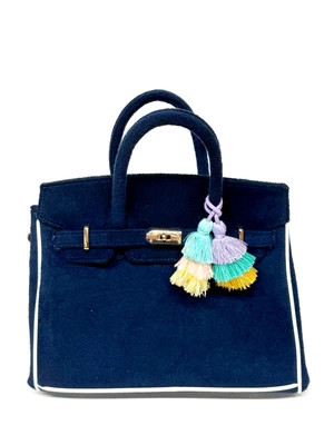 Navy Terry Cloth Tote with Tassel Detail - Sample Sale- Final Sale | Lisi Lerch Inc