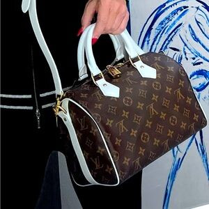 Louis Vuitton Brown and White Satchel | Poshmark