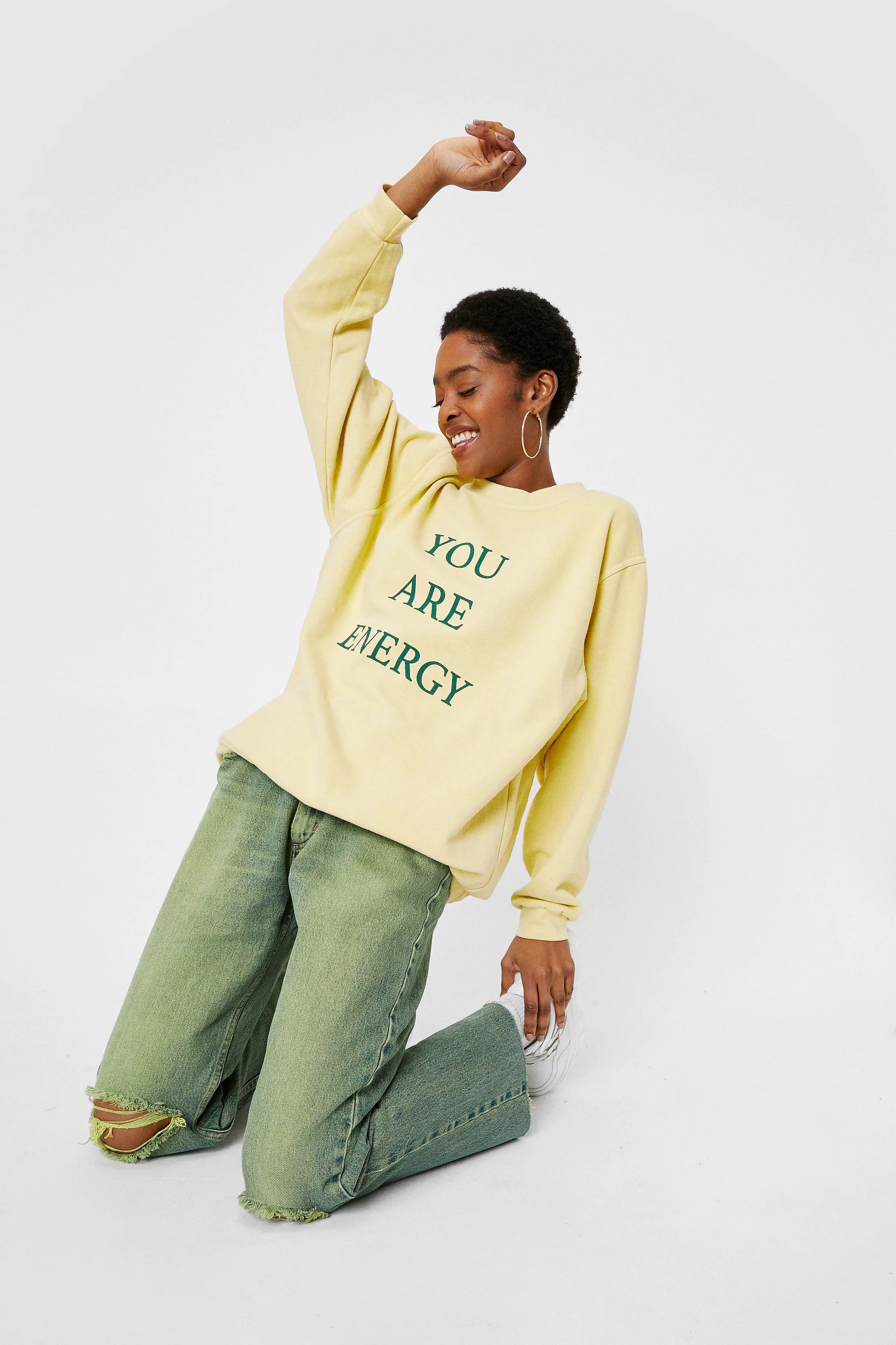 You Are Energy Oversized Graphic Sweatshirt | Nasty Gal (US)