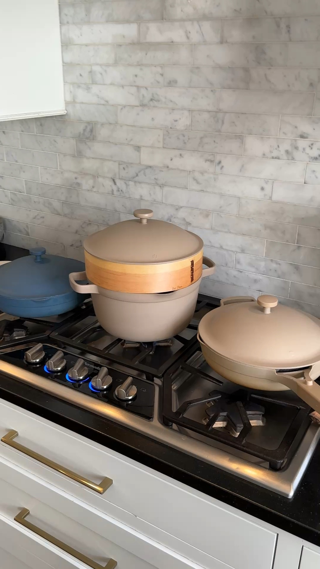 $50 off pans! Now $99

My Always pans are on sale with built in metal steaming trays and wooden spatulas included. The bamboo wooden steamer is sold separate, but the built-in metal steamer works great for every day veggie steaming etc and we used it a ton to make baby food! 

Medium size, colors Steam and blue salt 

• My pans here are several years old, but my mom just got another one, the 2.0 version, and says it’s been improved in a few aspects. It is now oven safe and she said the non stick surface also works better

If you do a lot of Asian style cooking like sauteeing , stir frying, braising dishes and also steaming these have served our needs perfectly over the years. Both our moms use them regularly as well. I would not use them for anything that requires strong non stick surface or for high heat searing ie steak, fish etc bc those will wear out the non stick. We damaged the nonstick surface on one of our pans this way unfortunately.

• we bought the add on wooden steamer basket (comes with parchment paper liners) for steaming buns and stuff but you don’t need it for everyday steaming 

For everyday steaming these pants each come with a metal steaming insert tray with handles !

• always Pot is also shown but to be honest I don’t really use that one much, mostly just the pans. 

#LTKSaleAlert #LTKHome