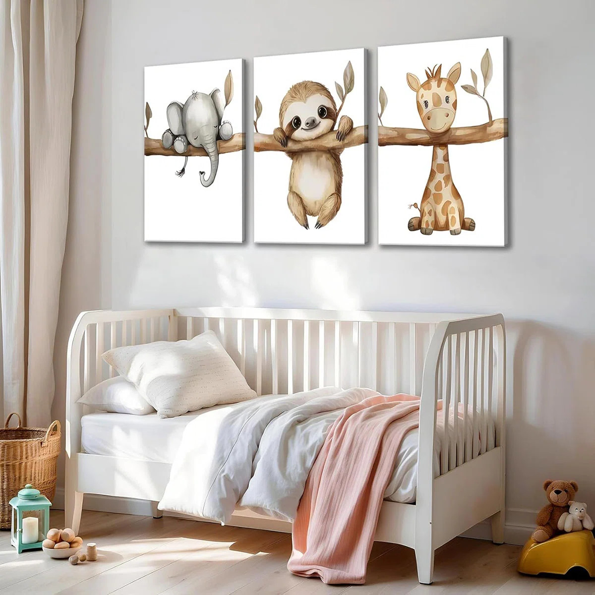 Nursery Animal Wall Art Baby Safari Nursery Wall Decor Forest Animal Kids Room Painting Baby Boy ... | Wayfair North America
