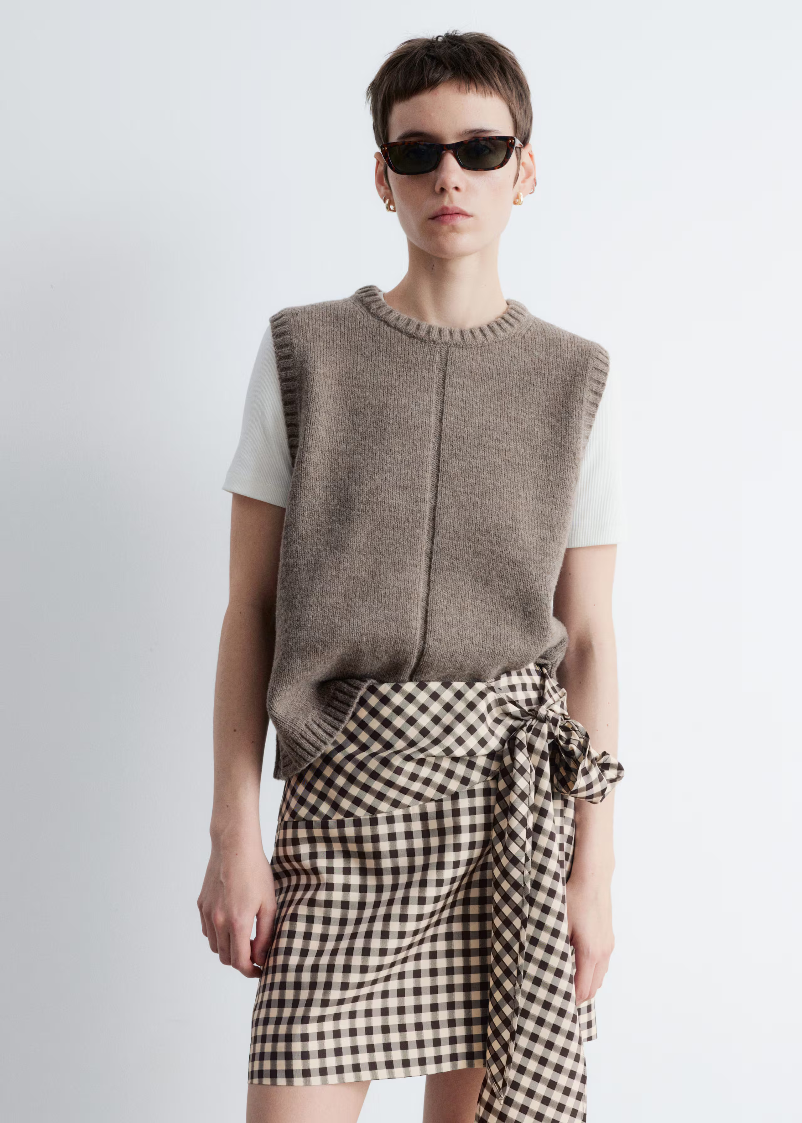 Checkered Mini Skirt - Brown Gingham-Check - & Other Stories GB | & Other Stories UK