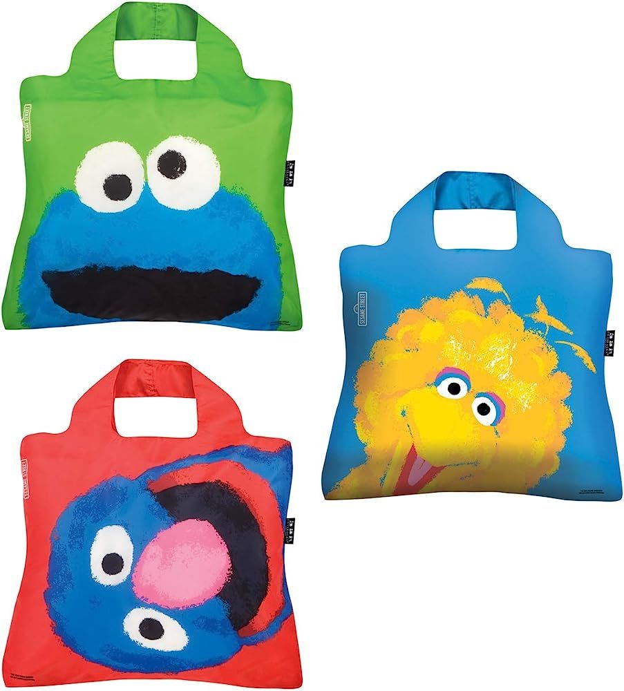 Amazon.com: Envirosax Reusable Grocery Bags- Eco-Friendly Shopping Totes Set of 3 Sesame St Multi... | Amazon (US)