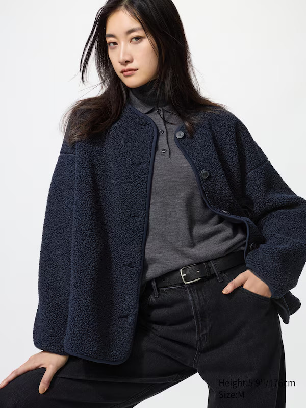 Pile Lined Fleece Relaxed Cardigan | UNIQLO (UK)