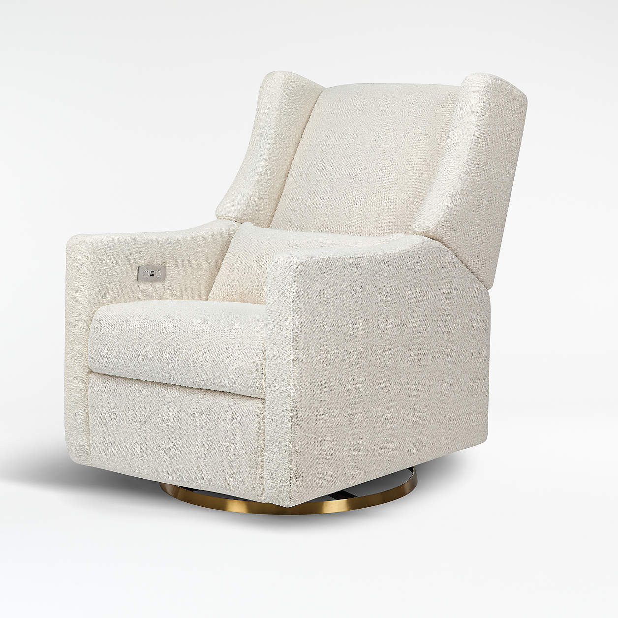 Babyletto Kiwi Ivory Boucle Nursery Power Glider Recliner Chair with Gold Base + Reviews | Crate ... | Crate & Barrel