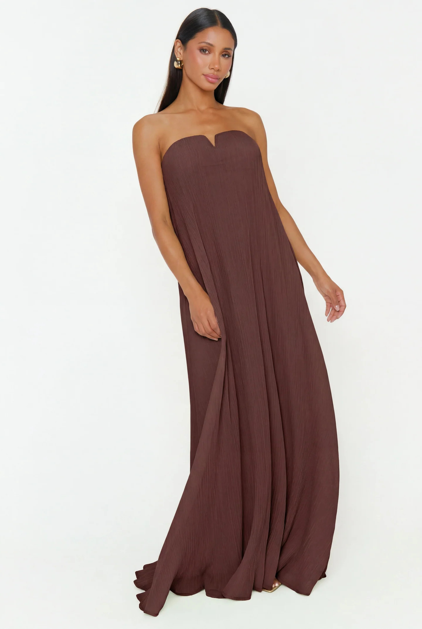 Athena Maxi Dress ~ Chocolate Pleated Chiffon | Show Me Your Mumu