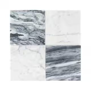 Checkmate White/Grey 11.875 in. x 11.875 in. Square Honed Carrara/Bardiglio Marble Mosaic Tile (9... | The Home Depot